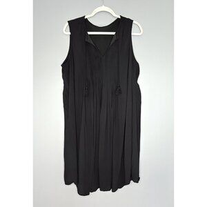 Old Navy Dress Womens XL Black Pintuck Sleeveless Tassel Boho Flowy Classy Cute